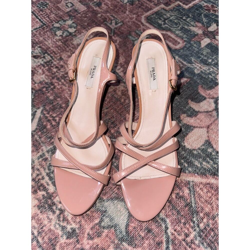Prada Pink Strappy Wedge Sandals - Picture 2 of 11